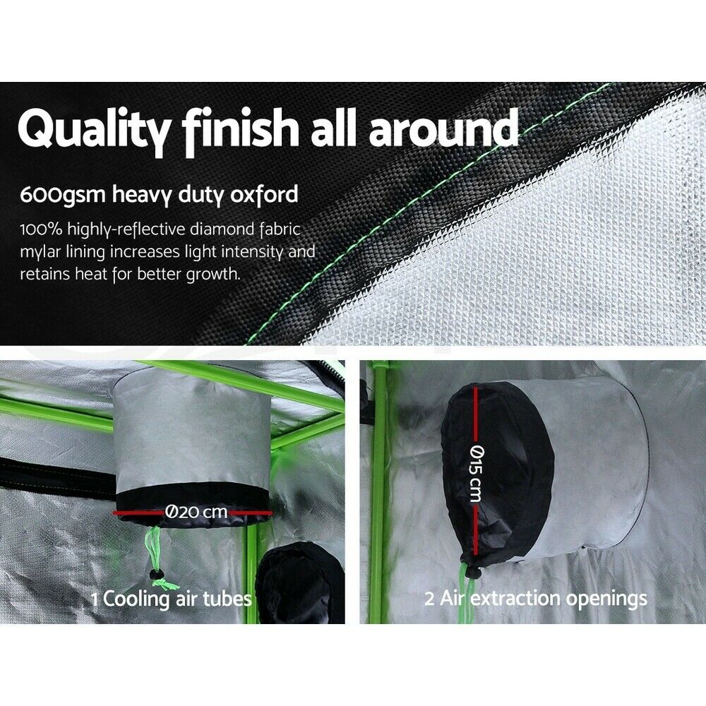 Green Fingers Grow Tent 70x70x160CM 1680D Hydroponics Kit Indoor Plant Room System