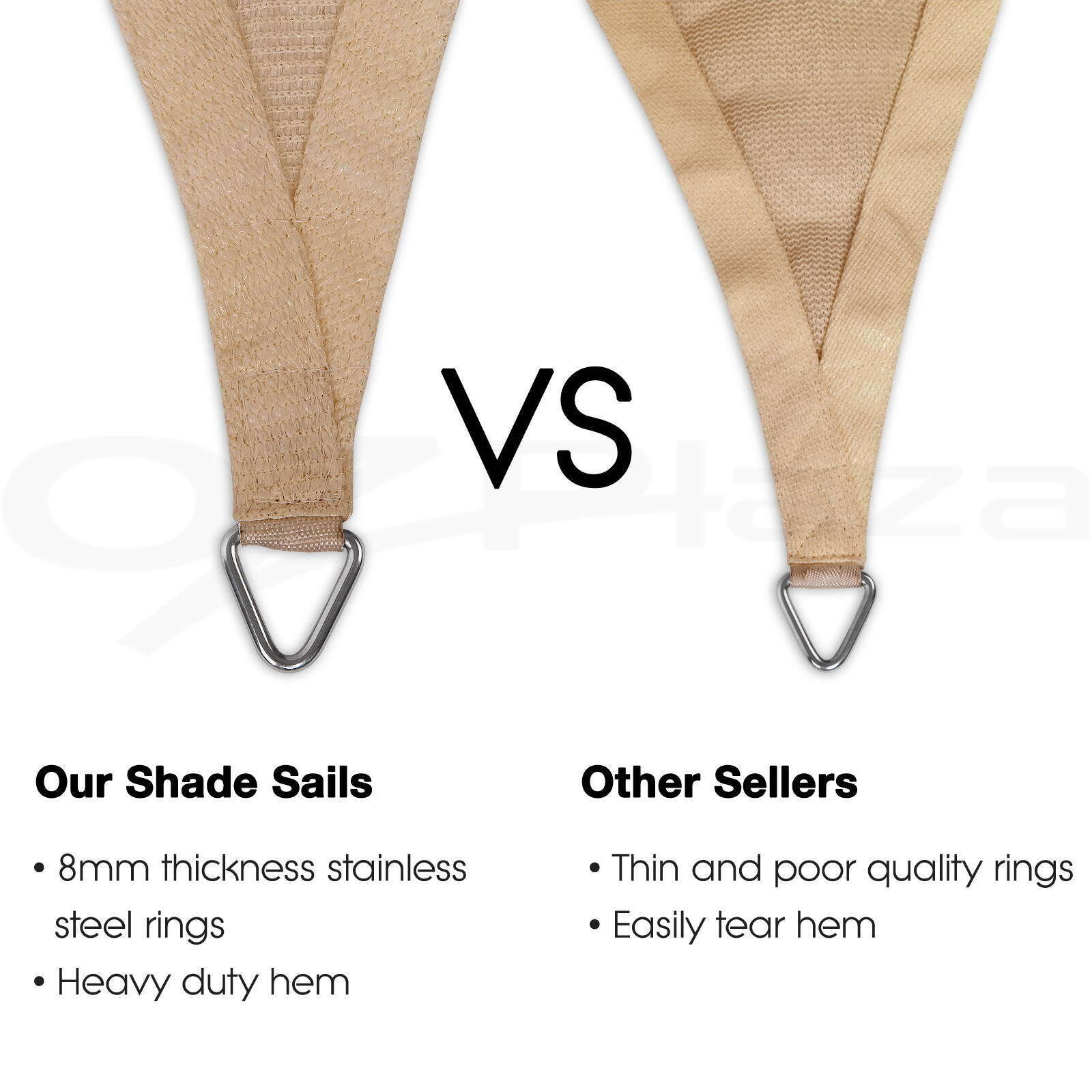 Instahut Shade Sail 5x7m Rectangle 280GSM 98% Sand Shade Cloth