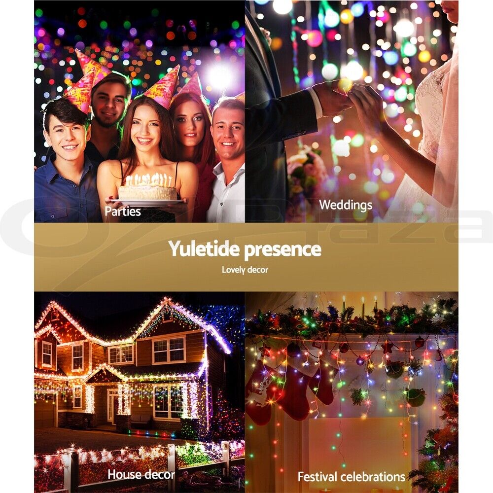 20M Christmas Lights Icicle Light 800 LED Multi-coloured Jingle Jollys
