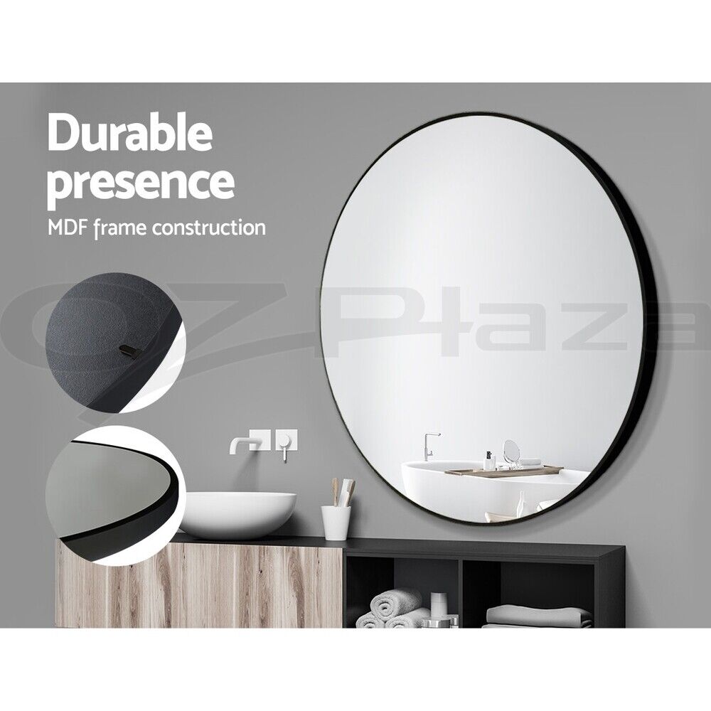 Embellir Wall Mirrors Makeup Decorative Mirror Bathroom Round Vanity Black 90cm