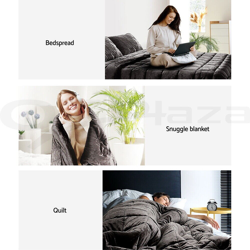Giselle Bedding Faux Mink Quilt Charcoal Queen