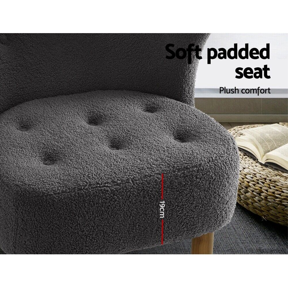 Artiss Armchair Lounge Accent Chair Armchairs Couch Chairs Sofa Bedroom Charcoal