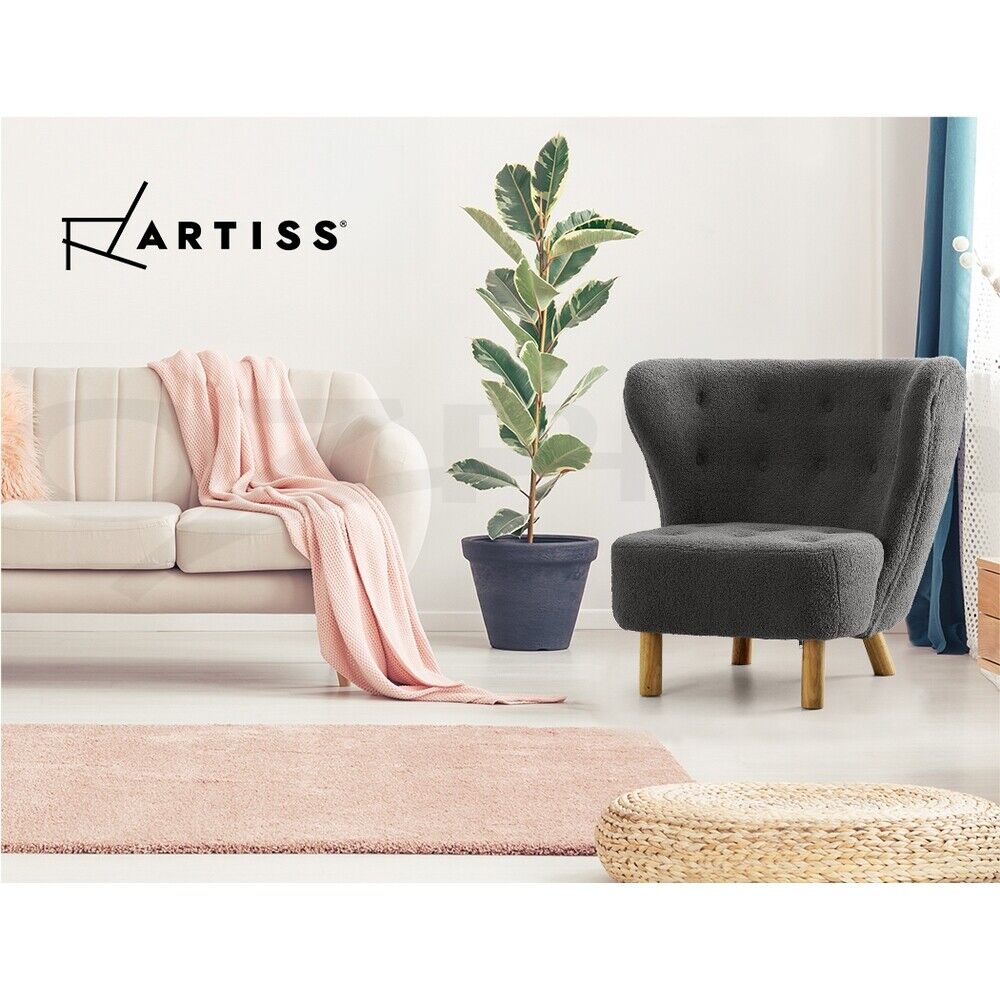 Artiss Armchair Lounge Accent Chair Armchairs Couch Chairs Sofa Bedroom Charcoal