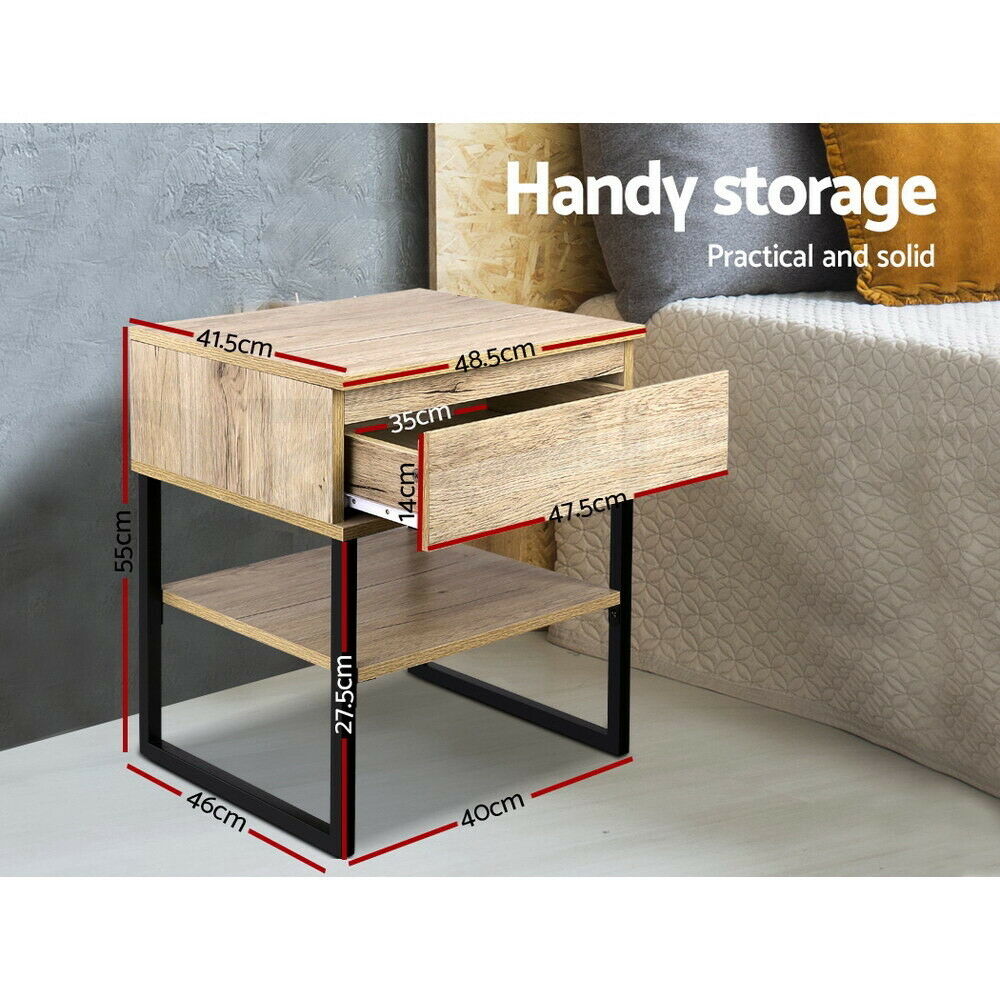 Artiss Bedside Table 1 Drawers with Shelf - CASEY