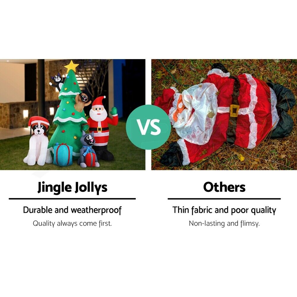 Jingle Jollys Christmas Inflatable Santa Tree 3M Illuminated Decorations