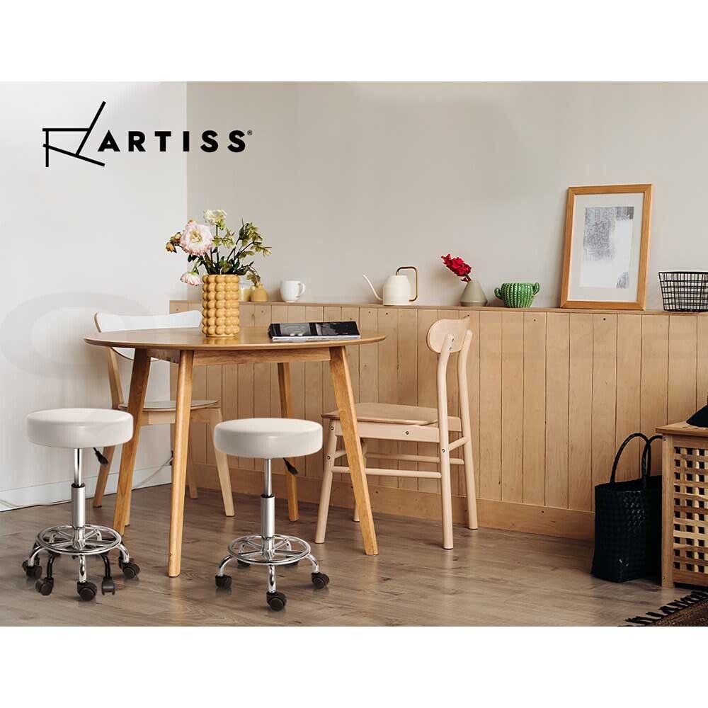 Artiss Salon Stool Round Swivel Chair White