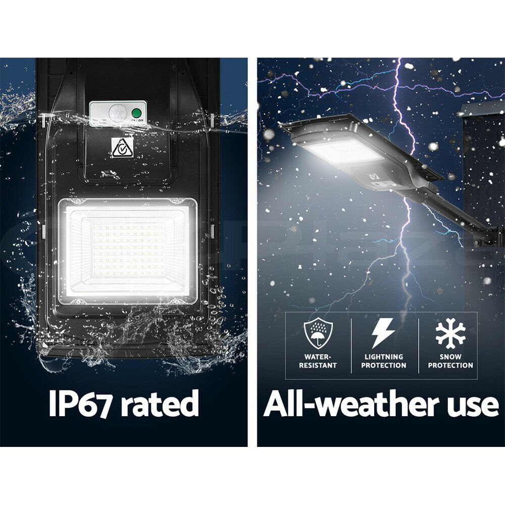 Leier 80 LED Solar Street Light 90W Flood Motion Sensor Remote Outdoor Wall Lamp x2