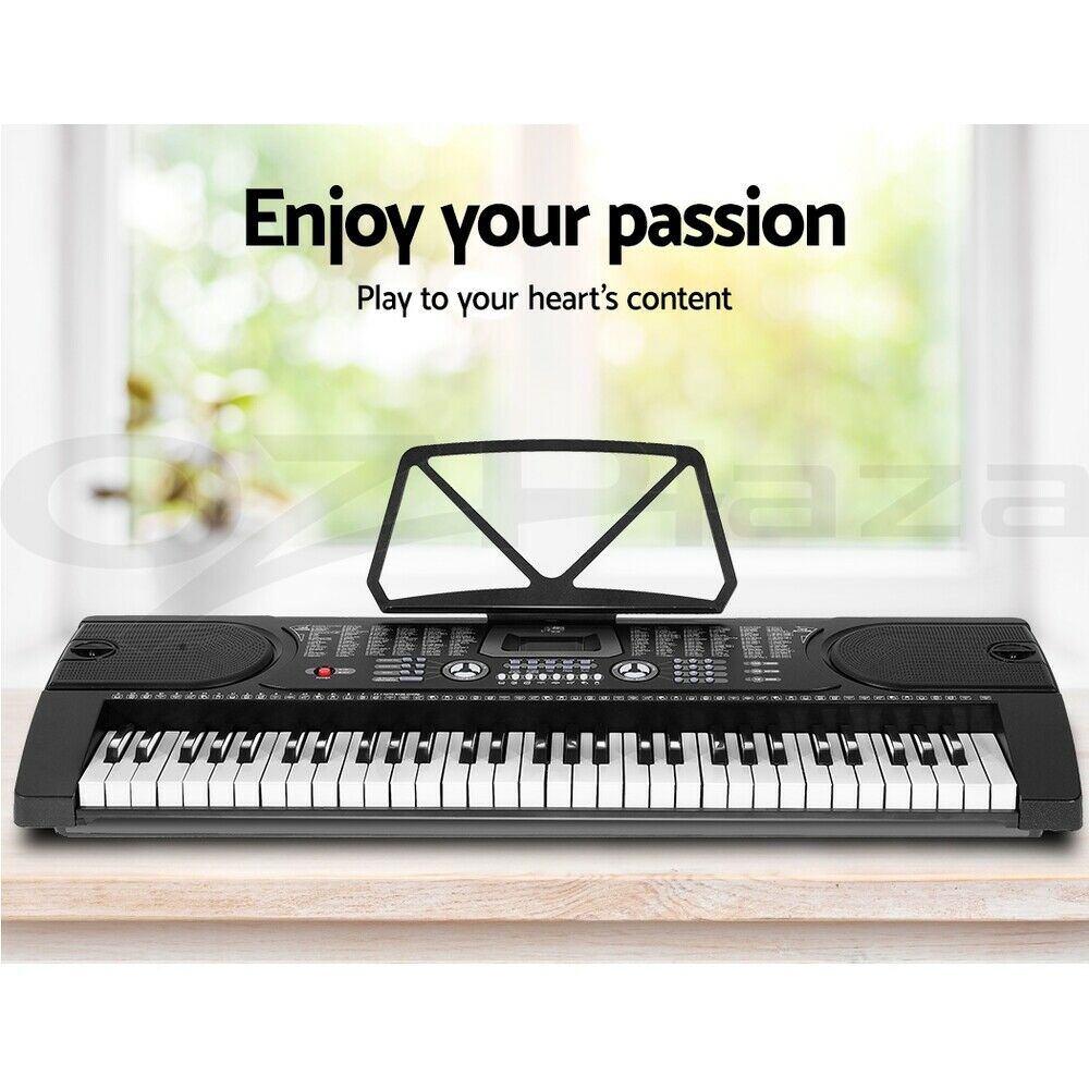 Alpha 61 Keys Electronic Piano Keyboard Digital Electric w/ Stand Beginner Black