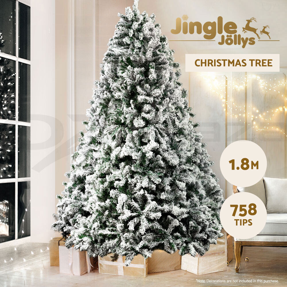 Jingle Jollys Christmas Tree 1.8M Xmas Trees Decorations Snowy 758 Tips