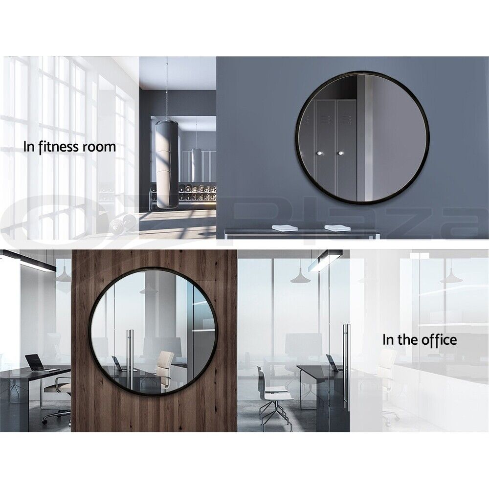 Embellir Wall Mirrors Makeup Decorative Mirror Bathroom Round Vanity Black 90cm