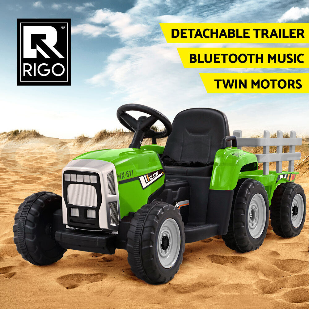 Electric Ride On Car Rigo Kids Ride On Cars Tractor Toy 12V Green