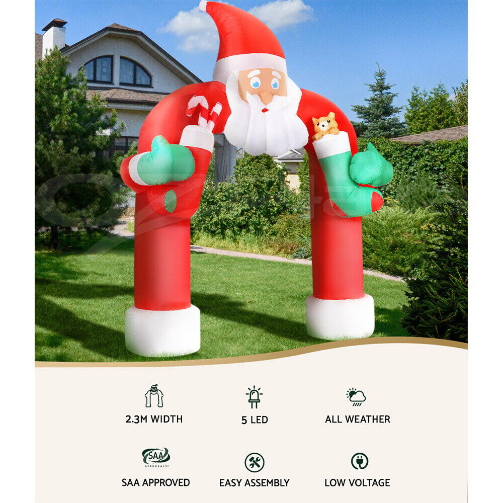 Jingle Jollys Christmas Inflatable Santa Archway 2.3M Outdoor Decorations Lights