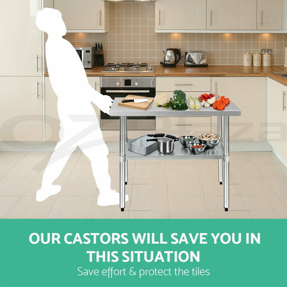 Cefito 4" Swivel Castor Wheels Stainless Steel Kitchen Bench Trolley Prep Table