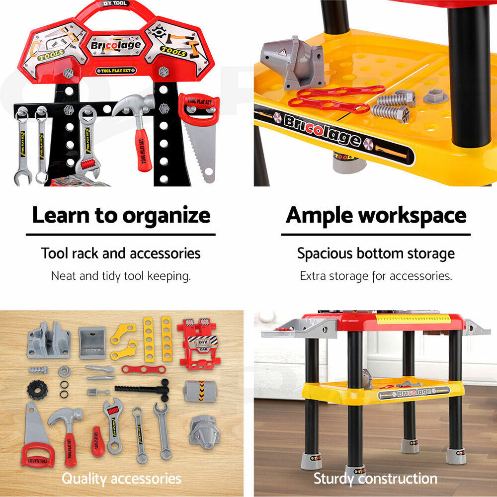 Keezi Kids Pretend Workbench DIY Tools 97 Piece Children Role Play Toys Red