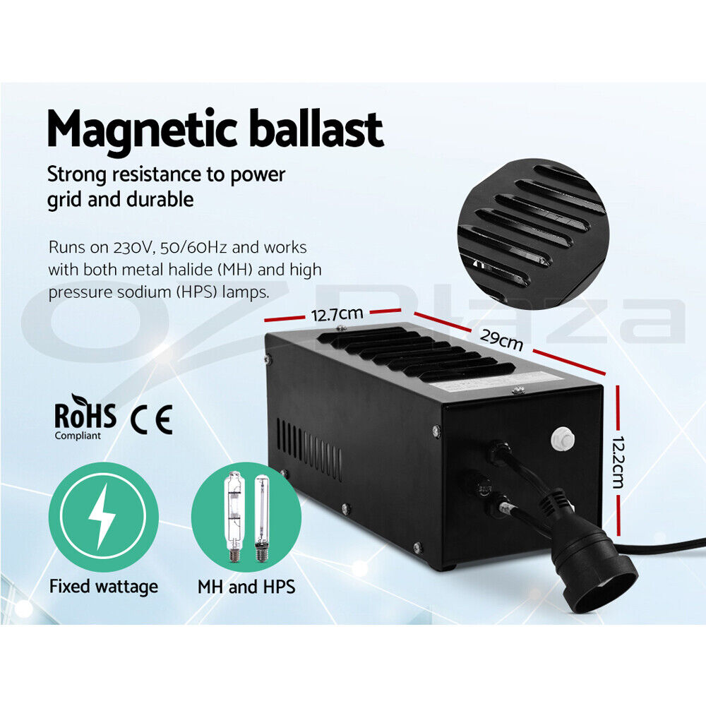 Greenfingers Indoor Hydroponic Grow Light Kit 600W HPS MH Lamp Magnetic Ballast