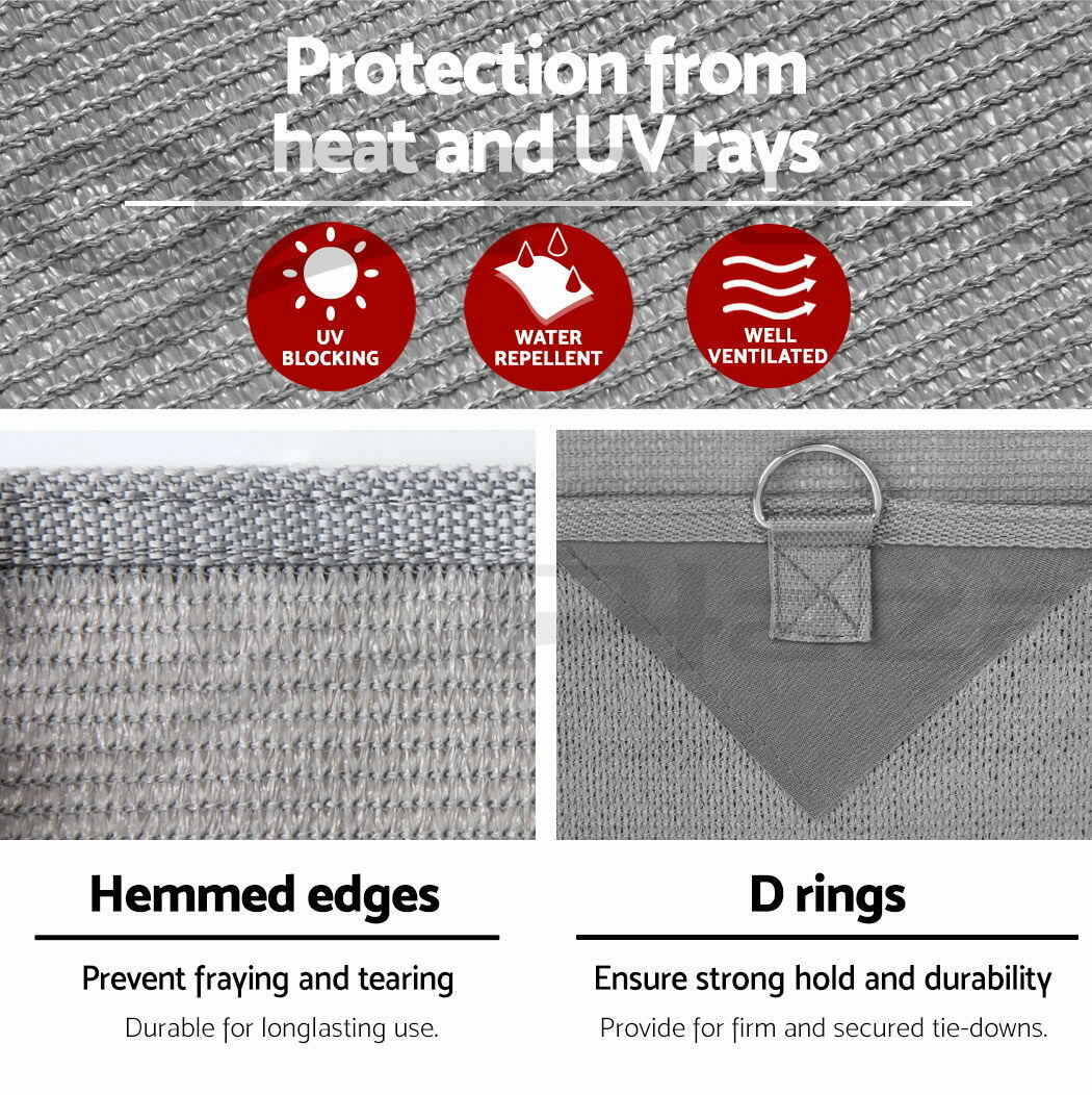 Caravan Privacy Screen Roll Out Awning 4.6x1.95M End Wall Side Sun Shade Grey