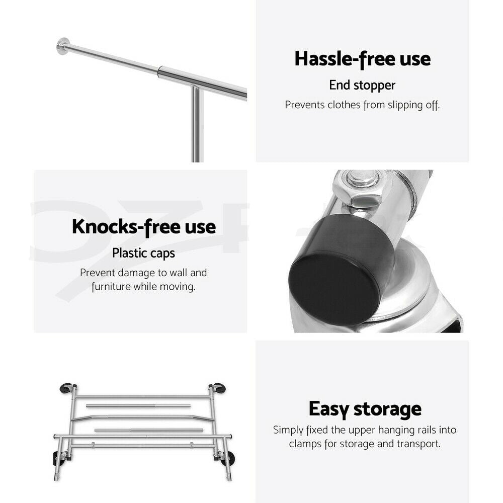 Artiss Clothes Rack Airer Rail Coat Stand Adjustable Hanger