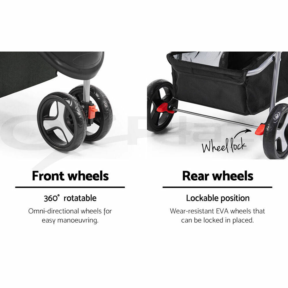 i.Pet Pet Stroller Dog Pram Cat Carrier Large Travel Pushchair Foldable 3 Wheels