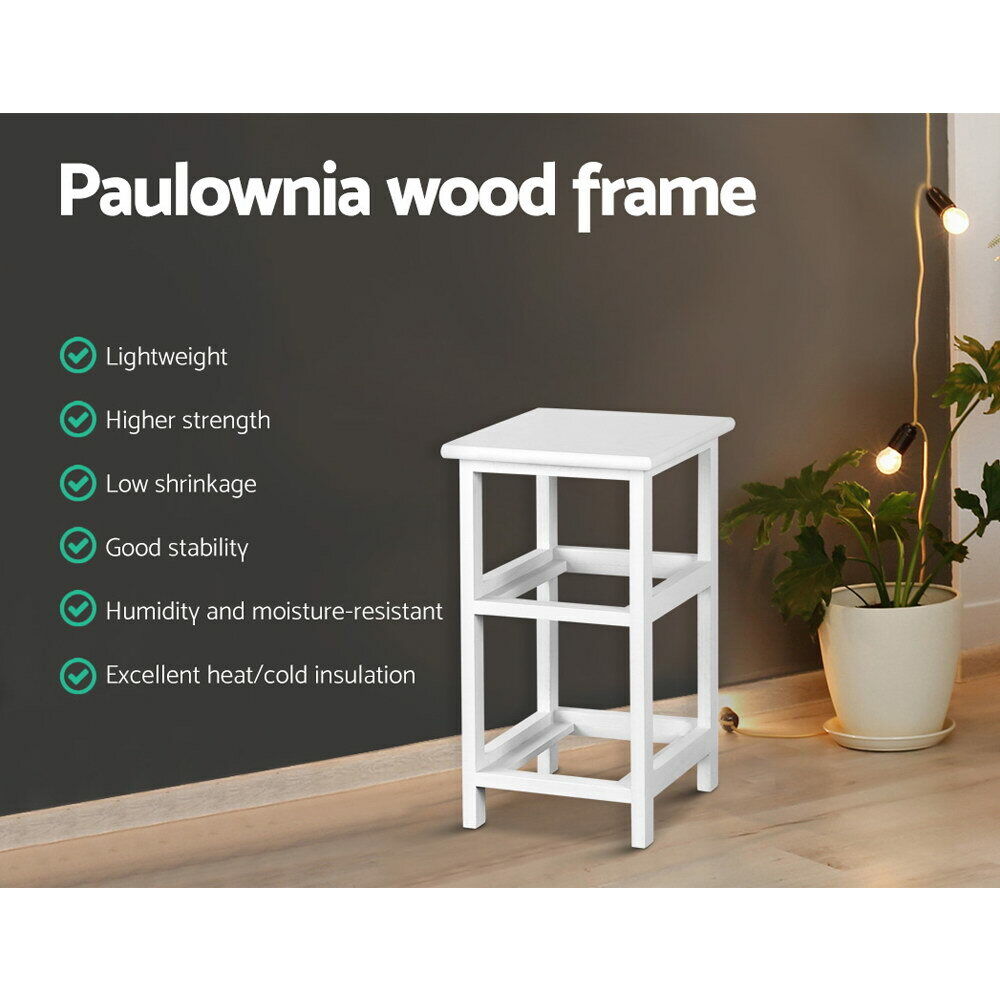 Artiss Bedside Table 1 Drawer with Basket Rustic White X2