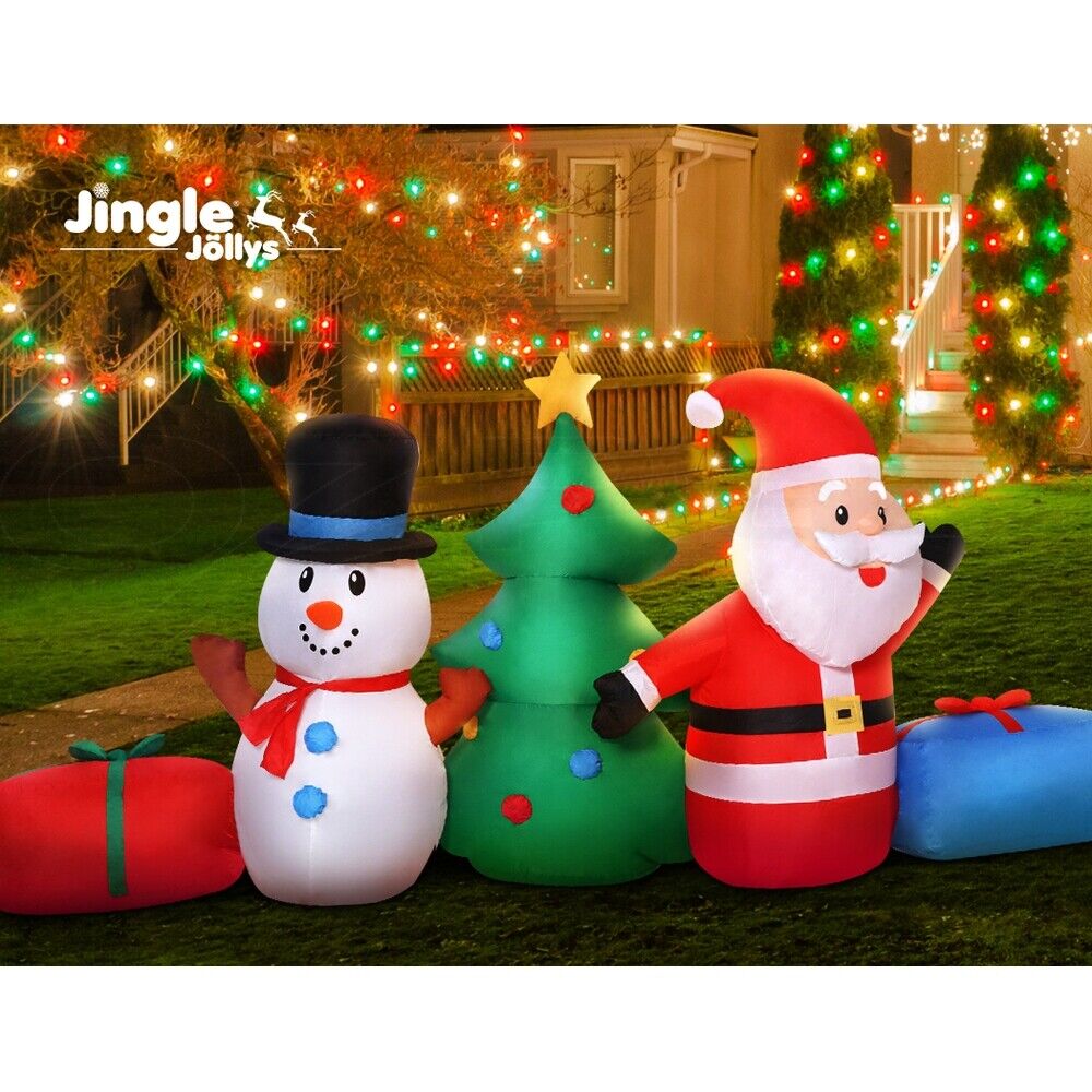 Jingle Jollys Christmas Inflatable Tree Snowman 2.7M Illuminated Decorations
