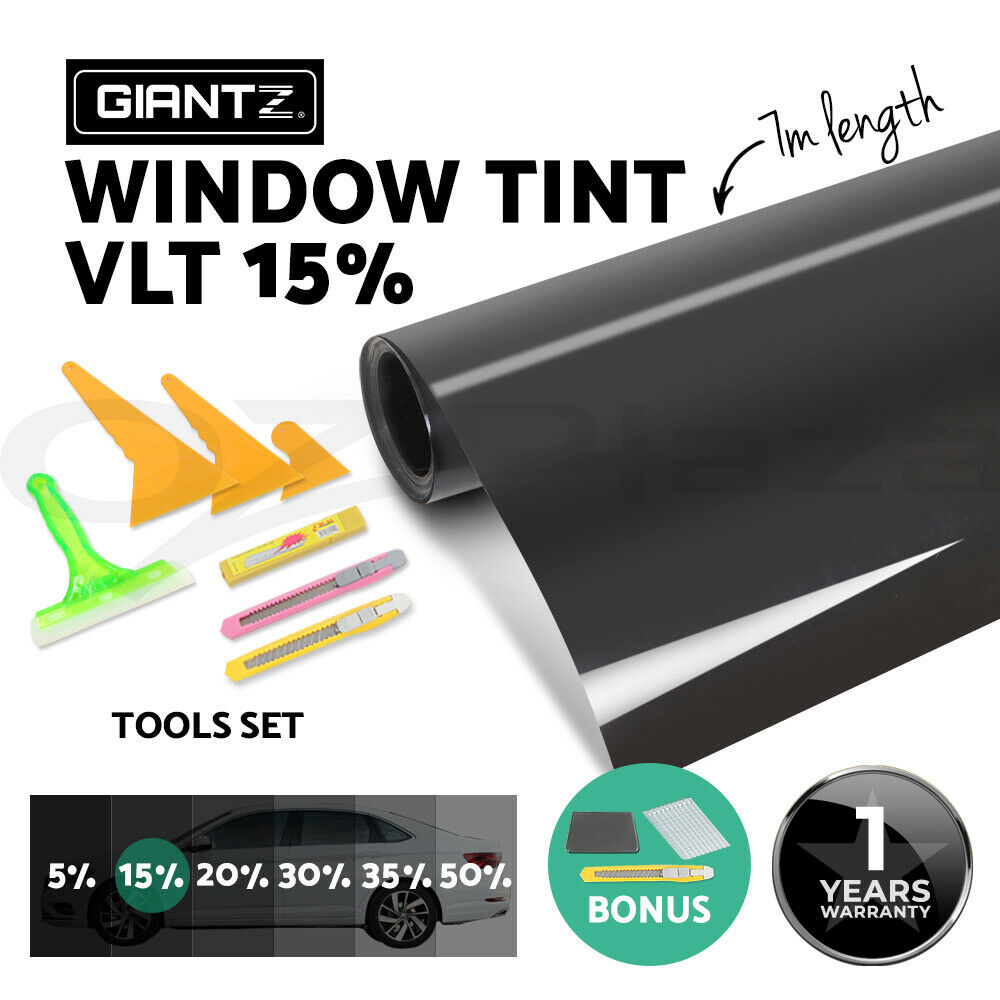 Giantz Window Tint Film Black Roll 15% VLT Home 76cm X 7m Tinting Tools Kit