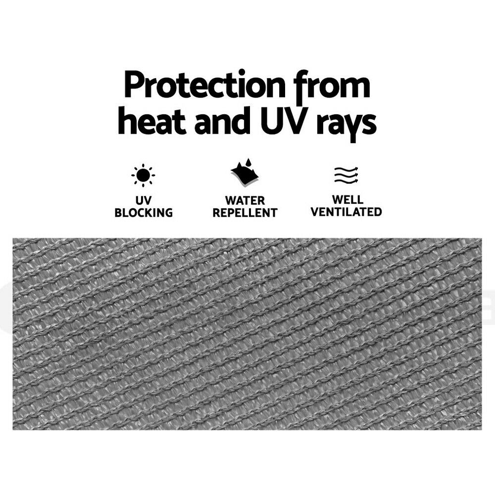 Caravan Privacy Screen Roll Out Awning 3.7X1.95M End Wall Side Sun Shade Grey