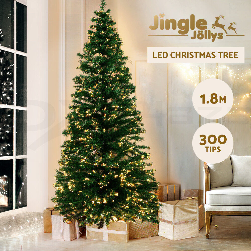 Jingle Jollys 1.8m Christmas Tree Optic Fibre LED Xmas tree Warm White