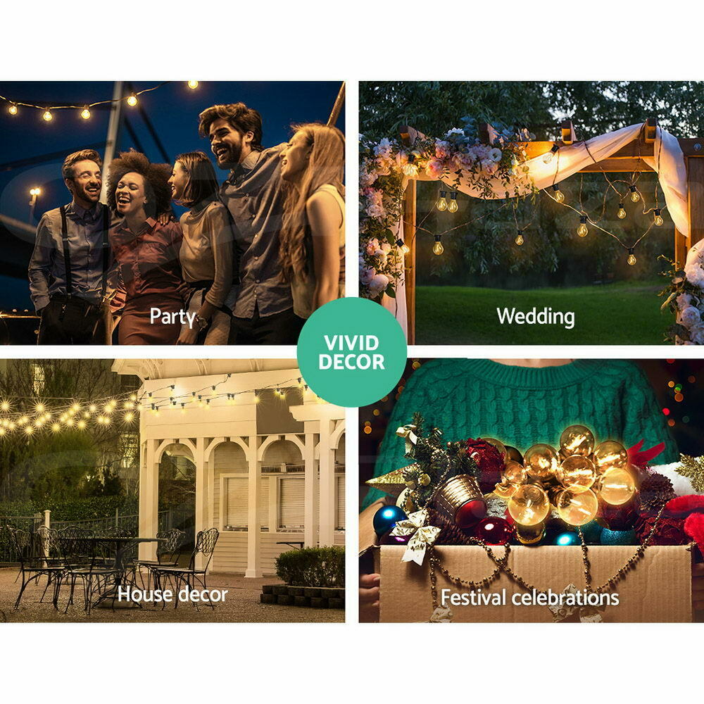 23m LED Festoon String Lights Outdoor Christmas Decorations Wedding Garden Party