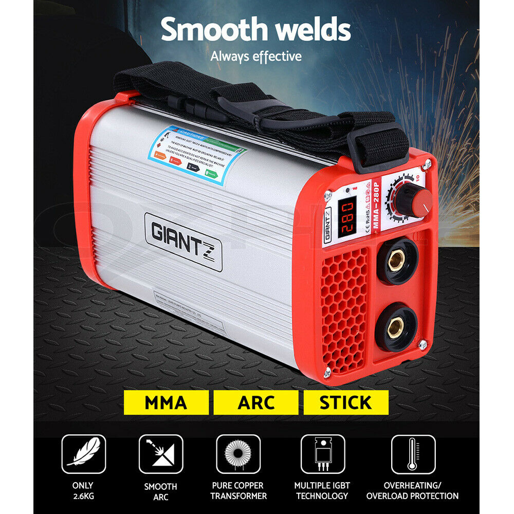 Giantz 280 Amp Inverter Welder DC MMA ARC IGBT Stick Portable Welding Machine