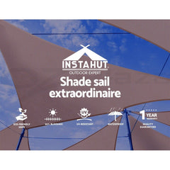 Instahut Waterproof Shade Sail 3x5m Rectangle Sand 95% Shade Cloth
