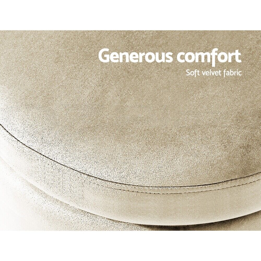 Artiss Ottoman Storage Foot Stool Round Velvet Cream