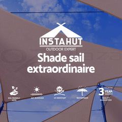 Instahut Waterproof Shade Sail 5x5x5m Rectangle Sand 95% Shade Cloth