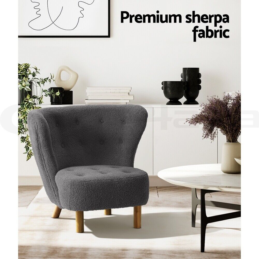 Artiss Armchair Lounge Accent Chair Armchairs Couch Chairs Sofa Bedroom Charcoal