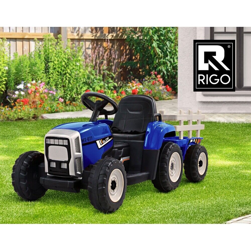 Rigo Kids Electric Ride On Car Tractor Toy Cars 12V Blue