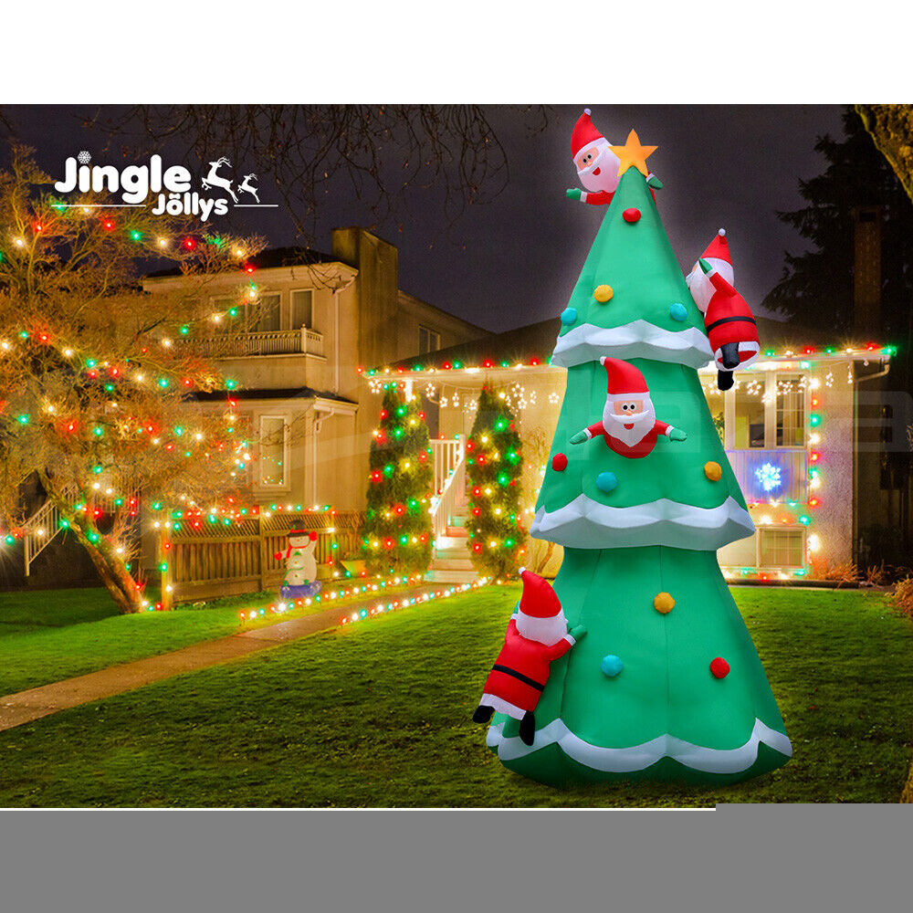 Jingle Jollys Christmas Inflatable Santa Tree 5M Illuminated Decorations