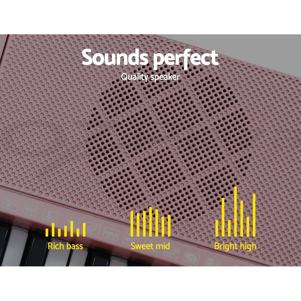 Alpha 61 Keys Electronic Piano Keyboard Digital Electric w/ Stand Lighted Pink