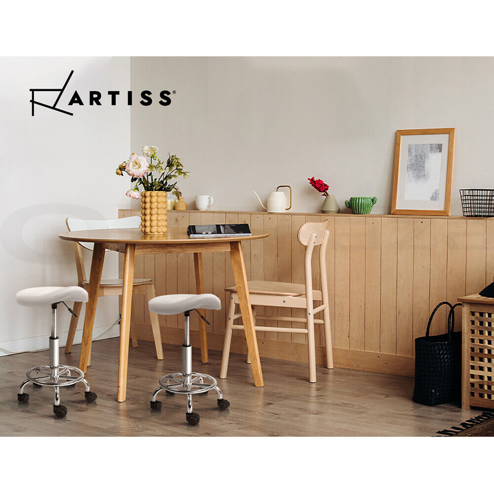Artiss Salon Stool Saddle Swivel Chair White