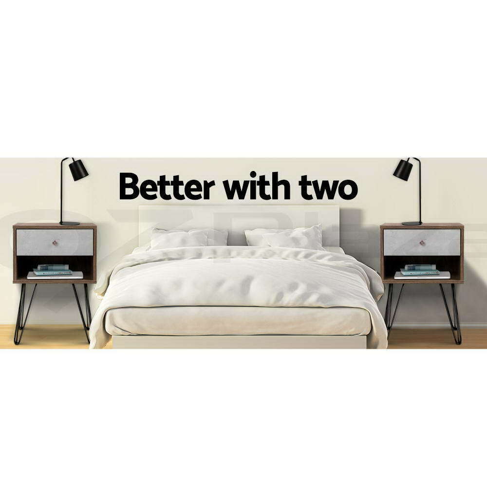 Artiss Bedside Table 1 Drawers with Shelf - LARS