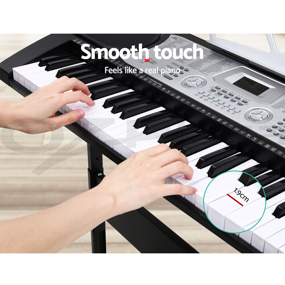 Alpha 61 Keys Electronic Piano Keyboard Digital Electric w/ Stand Beginner Silver