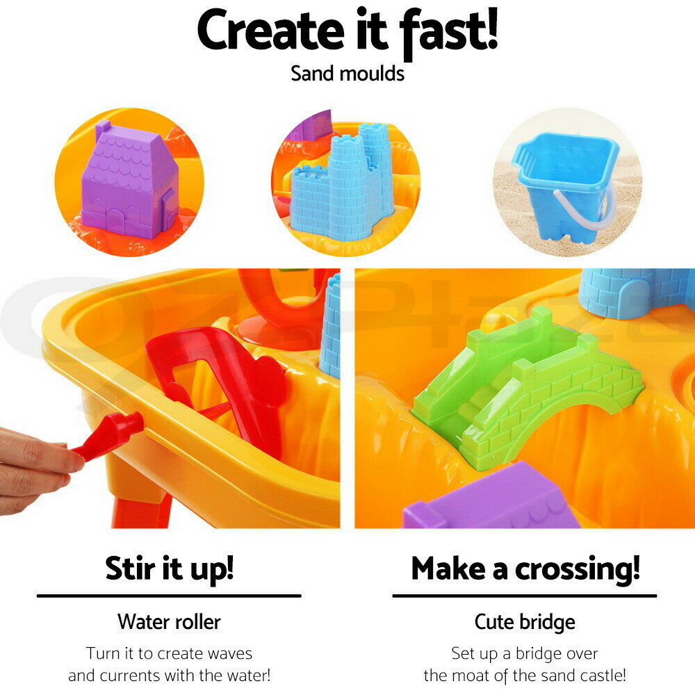 Keezi Kids Sandpit Pretend Play Set Sand Water Table Chair Outdoor Beach Toy