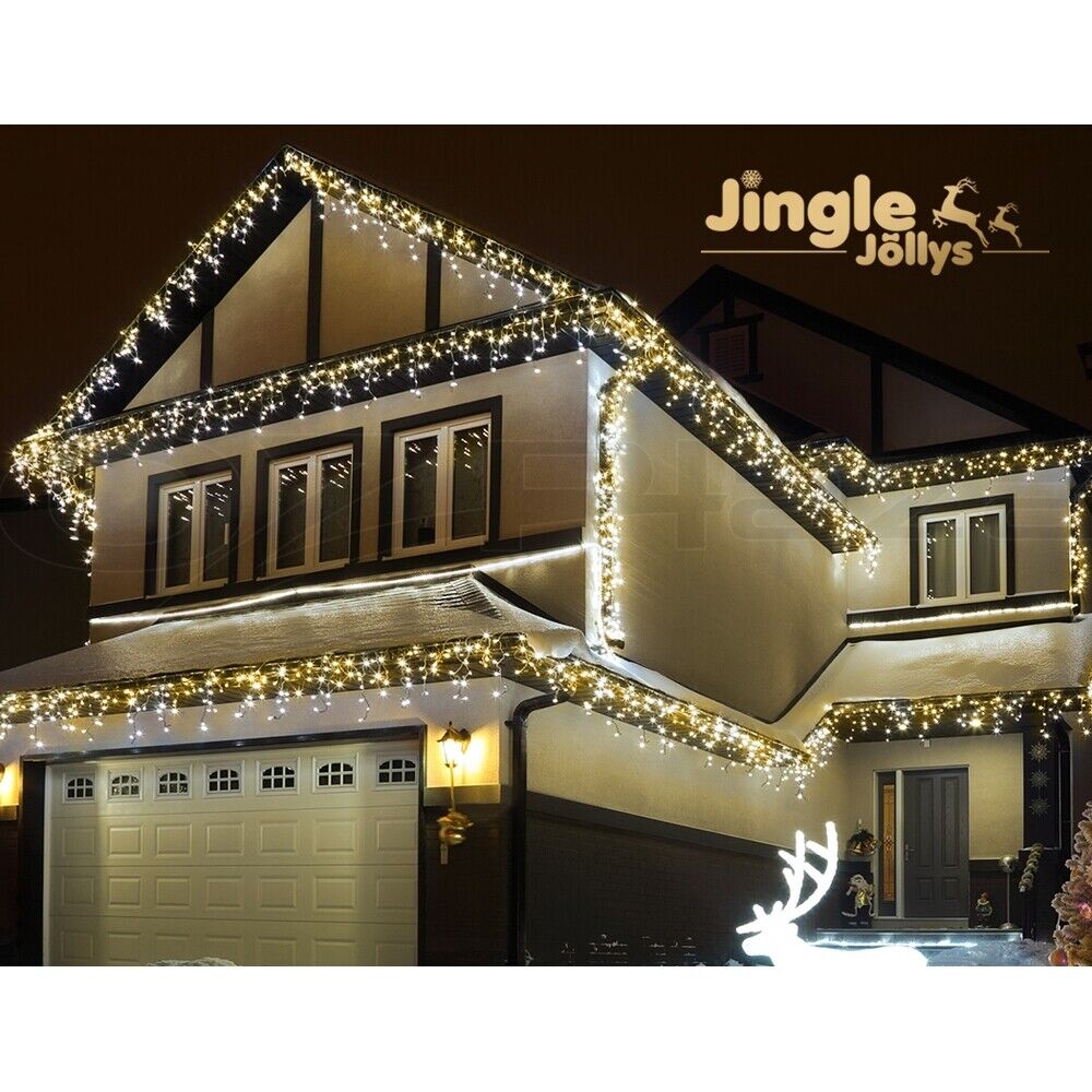 20M Christmas Lights Icicle Light 800 LED Warm White Decor Jingle Jollys