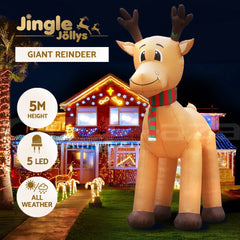 Jingle Jollys Christmas Inflatable Reindeer 5M Illuminated Decorations