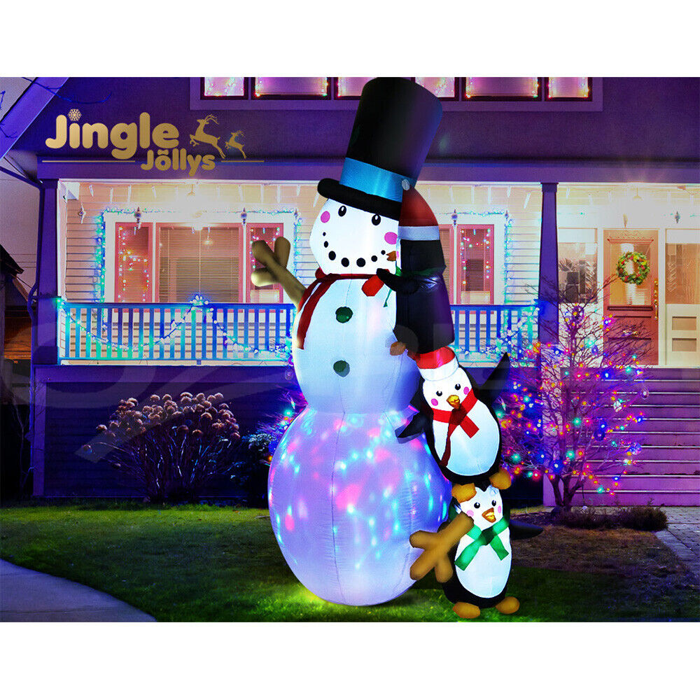 Jingle Jollys Christmas Inflatable Snowman 2.4M Illuminated Decorations