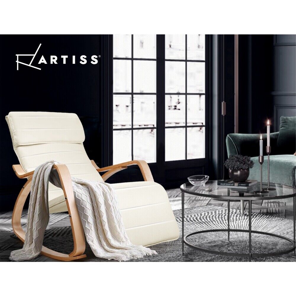 Artiss Rocking Armchair Footrest Nursing Beige Afton