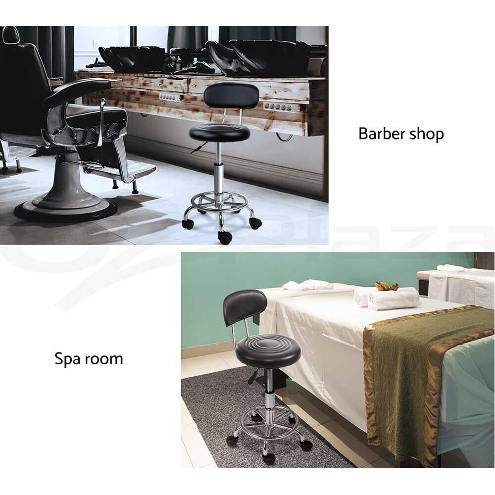 Artiss Salon Stool Swivel Chair Backrest Black