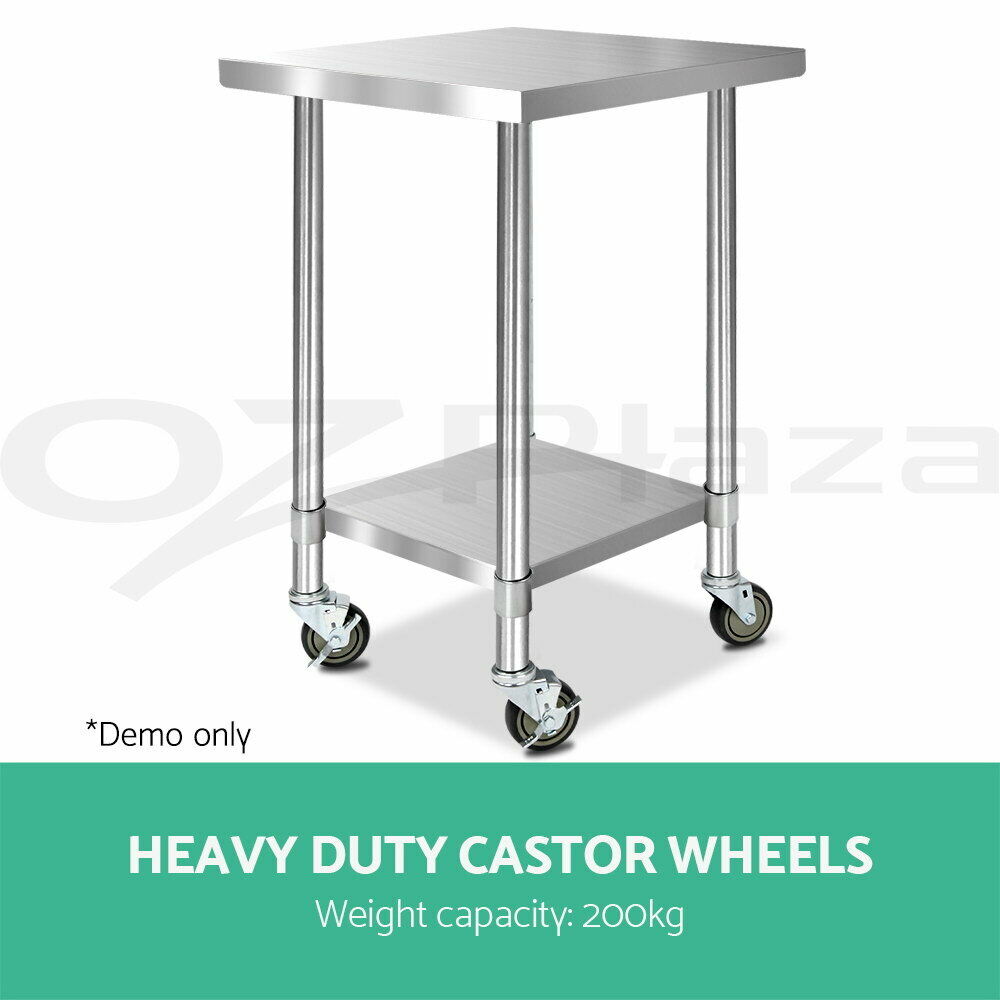 Cefito 4" Swivel Castor Wheels Stainless Steel Kitchen Bench Trolley Prep Table